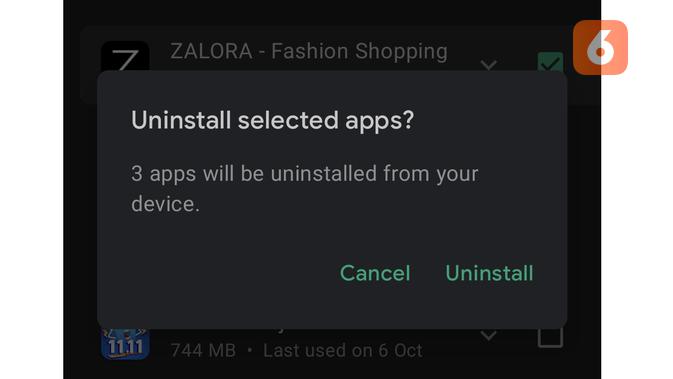 Cara hapus beberapa aplikasi Android sekaligus (Liputan6.com/ Agustin Setyo W).