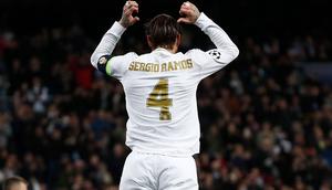 Selebrasi bek Real Madrid, Sergio Ramos usai membobol gawang Galatasaray pada lanjutan Liga Champions, Kamis (7/11/2019). (Dok. Twitter/realmadrid)