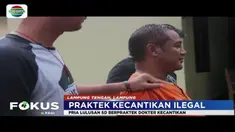 Pria lulusan SD asal Lampung Tengah ini tersenyum-senyum saat diperiksa petugas, lantaran membuka praktik operasi kecantikan secara ilegal.