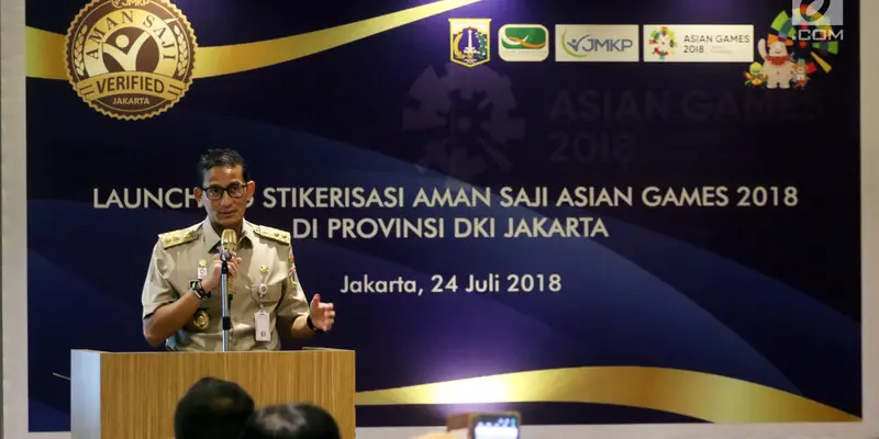 Sandiaga Uno Luncurkan Stiker Aman Saji Asian Games 2018