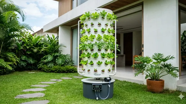 Ide Kebun Hidroponik di Halaman Belakang dengan Sistem Sirkulasi Otomatis.
