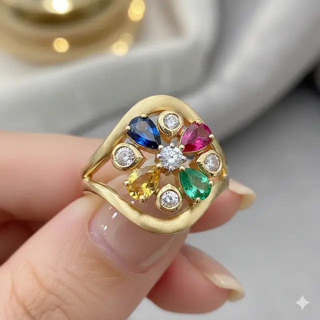 Model Cincin Emas Batu Permata yang Diprediksi Banyak Dicari di 2026 (Foto: Gemini AI)