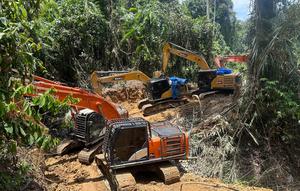 Lokasi penambangan emas ilegal di hutan Mandailing Natal