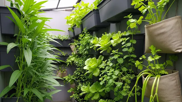 Kebun Sayur Gantung di Dinding Teras