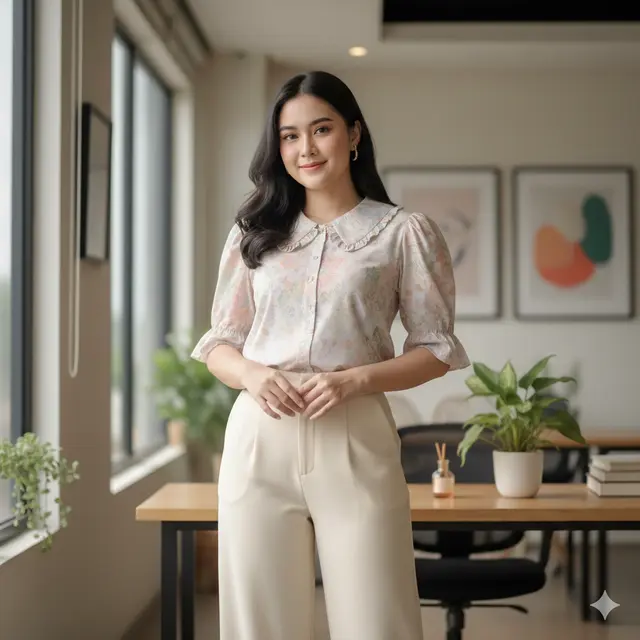 Model Atasan Batik Berkerah untuk Wanita Karir