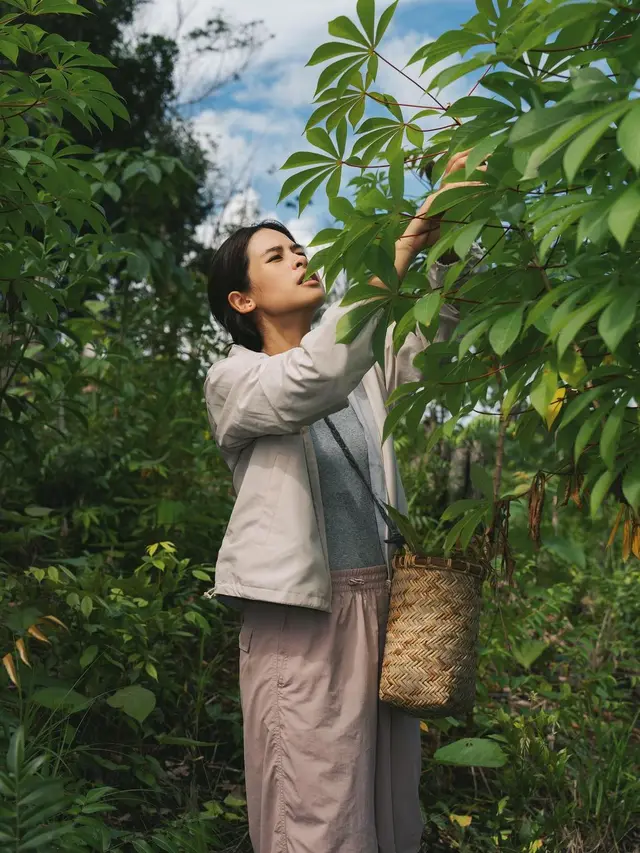 Maudy Ayunda panen singkong (Instagram/maudyayunda)