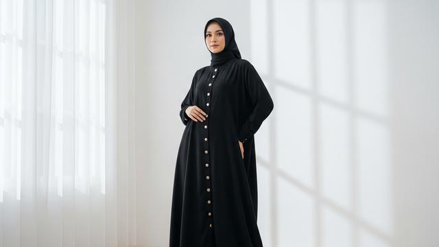 9 Model Gamis Serba Hitam Tanpa Terlihat Monoton, Simpel tapi Berkelas