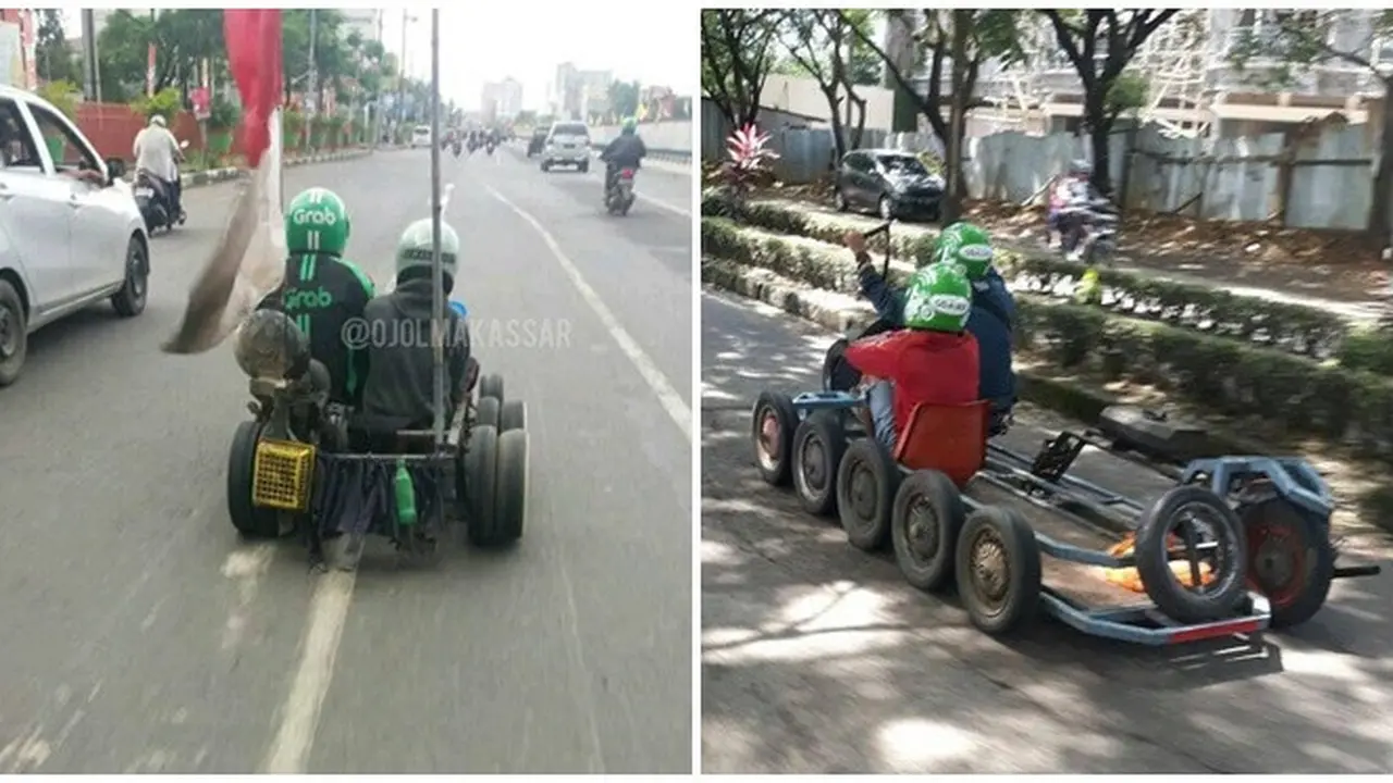 Model Kendaraan Driver Ojek Online Saat Bawa Penumpang Ini Bikin Ngakak