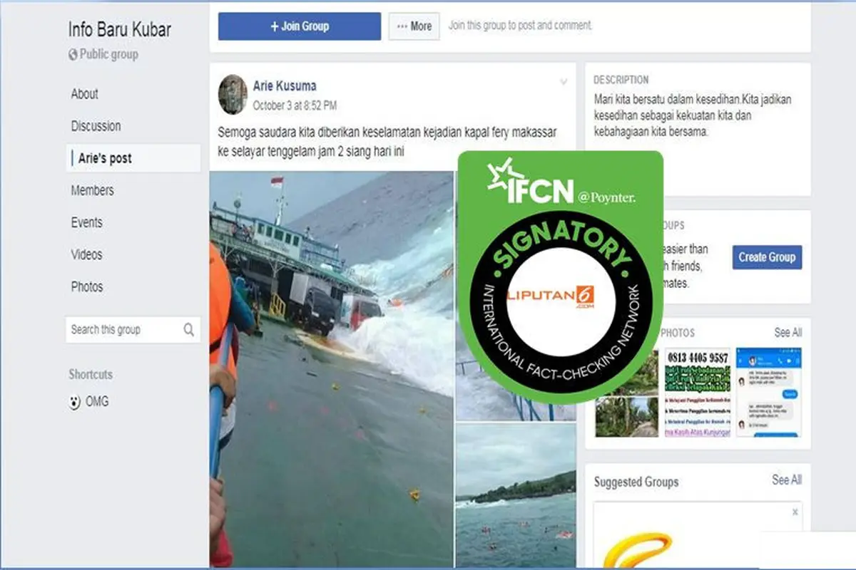 [Cek Fakta] Kapal Ferry Makassar-Selayar Karam di Tengah Laut, Faktanya?