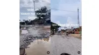 Jelang kedatangan Presiden Jokowi, jalanan rusak Lampung yang viral diperbaiki. (source: Instagram @fakta.indo)