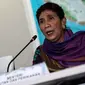 Menteri KKP, Susi Pudjiastuti memberikan paparan saat konferensi pers di Kementerian Kelautan dan Perikanan, Jakarta, Selasa (17/1). Dalam keterangannya Susi juga membahas Satgas IUUF 115 : Refleksi 2016 dan Rencana 2017. (Liputan6.com/Faizal Fanani)