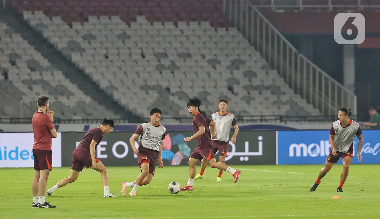 Laga antara timnas Indonesia melawan China akan berlangsung di Stadion Utama Gelora Bung Karno (SUGBK), Jakarta pada Kamis malam WIB (5/6/2025). (Liputan6.com/Angga Yuniar)