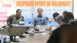 Suasana Launching Ekspedisi Spirit of Majapahit' di Jakarta, Senin (2/5). Salah satu misinya adalah membangun replika kapal Majapahit (yang diberi nama Spirit of Majapahit dalam rangka napak tilas pelayaran Majapahit ke Jepang. (Liputan6.com/Angga Yuniar)