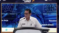 Menpaekraf Sandiaga Uno di The Weekly Bried with Sandi Uno, Senin, 30 Januari 2023.&nbsp; (Liputan6.com/Henry)