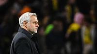 Reaksi pelatih kepala Lille Prancis, Bruno Genesio, di akhir pertandingan L1 Prancis antara FC Nantes dan Lille LOSC di Stade de la Beaujoire&ndash;Louis Fonteneau di Nantes, Prancis barat, pada 19 Oktober 2025. Lille LOSC menang 2 - 0 melawan FC Nantes. (Sebastien Salom-Gomis / AFP)