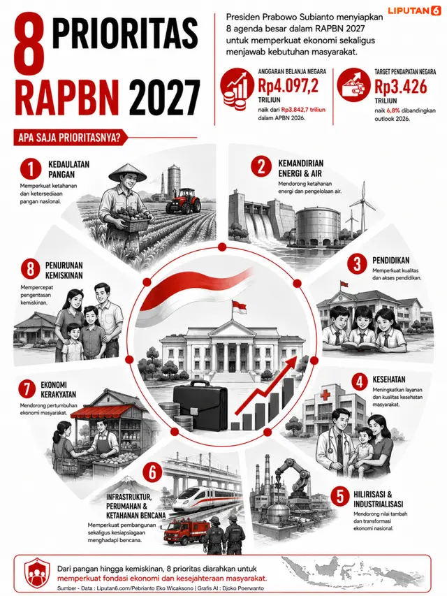 Infografis 8 Prioritas RAPBN 2027.