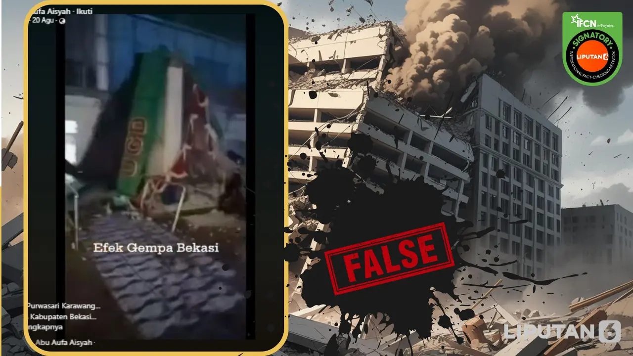 Tangkapa layar klaim video Puskesmas Purwasari Karawang runtuh efek gempa Bekasi