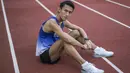 Atlet jalan cepat Indonesia, Hendro Yap, berpose usai latihan di Stadion Madya Senayan, Jakarta, Selasa (1/5/2018). Latihan ini merupakan persiapan jelang Asian Games XVIII. (Bola.com/Vitalis Yogi Trisna)