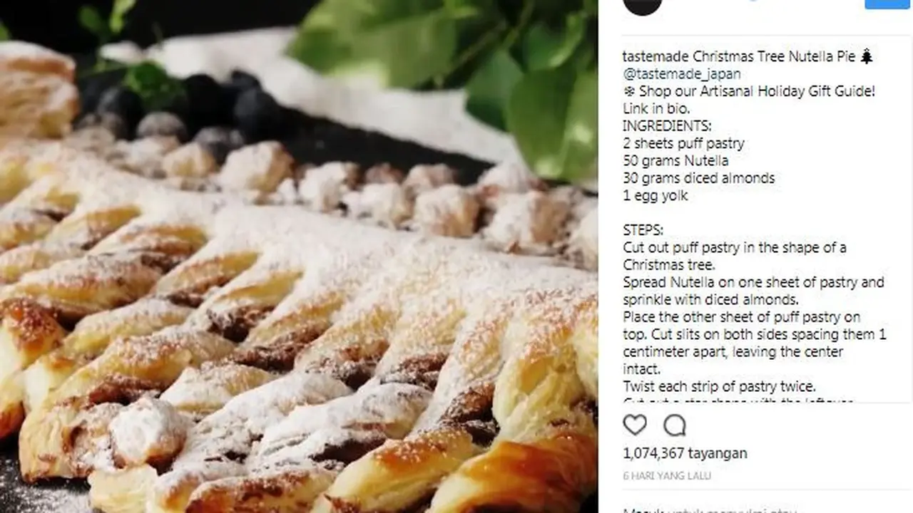 Sajian Natal Istimewa, Pie Pohon Cemara Isi Nutella