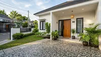 8 Model Teras dengan Lantai Batu Sikat yang Elegan, Anti Licin dan Menawan