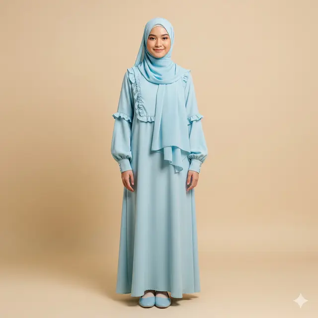 Model Gamis Warna Pastel Modern untuk Remaja. Gemini