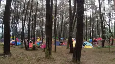 Pengunjung saat berada di lokasi perkemahan Curug Hiji, Bogor, Minggu (5/9/2021). Meski Kabupaten Bogor masih dalam masa PPKM level 3, sejumlah lokasi wisata luar ruangan mulai ramai dikunjungi pengunjung. (Liputan6.com/Helmi Fithriansyah)