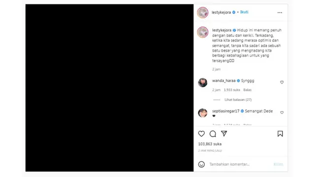 Tulis Caption Sendu, Netizen Dibikin Kepo dengan Postingan Terbaru Lesti Kejora di Instagram