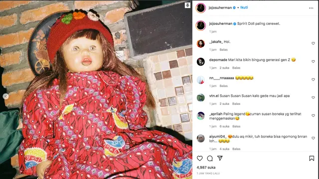 Ramai Tren Spirit Doll, Joshua Suherman Pamer Foto Bareng Boneka Legendaris Era 90-an. (instagram.com/jojosuherman)