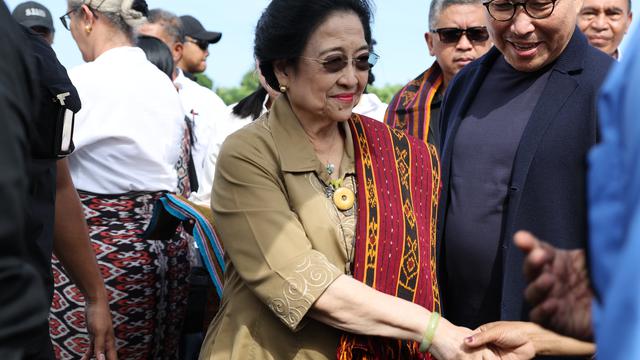 Presiden kelima RI Megawati Soekarnoputri, tiba di Kabupaten Ende, Nusa Tenggara Timur (NTT), Jumat siang (31/5/2024).