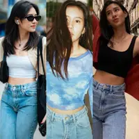 Lihat di sini beberapa potret OOTD Shenina Cinnamon pakai crop top dan celana jeans yang modis dan keren.