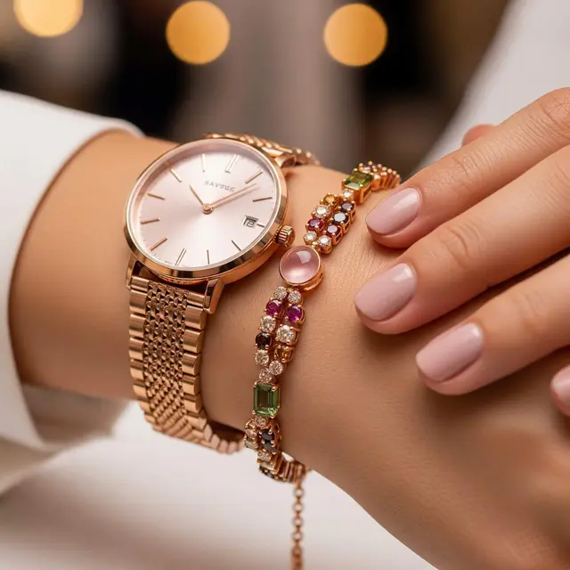 Padu Padan Jam Tangan Rose Gold dengan Gelang Warna Senada