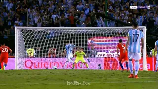 Berita video Lionel Messi mencetak gol tunggal pertandingan dari titik putih saat melawan Cile. This video presented by BallBall