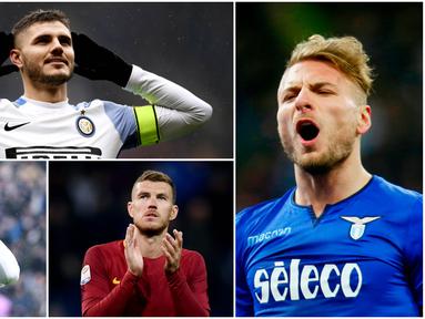 Berikut ini top scorer Serie A Italia 2017/2018 hingga pekan ke-29, Striker Lazio, Ciro Immobile berada di Puncak dibuntuti kapten Inter Milan, Mauro Icardi. (Kolase foto-foto dari AFP dan AP)
