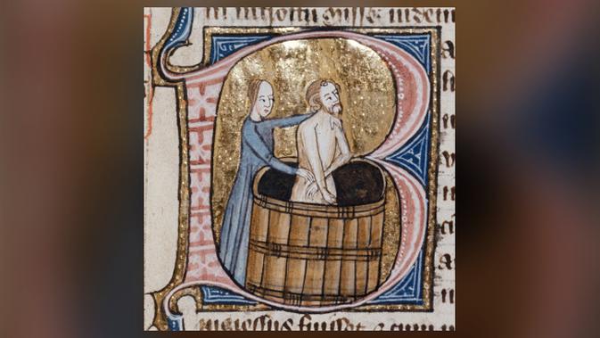 Mandi dalam ilustrasi abad pertengahan. (foto: Medievalist)