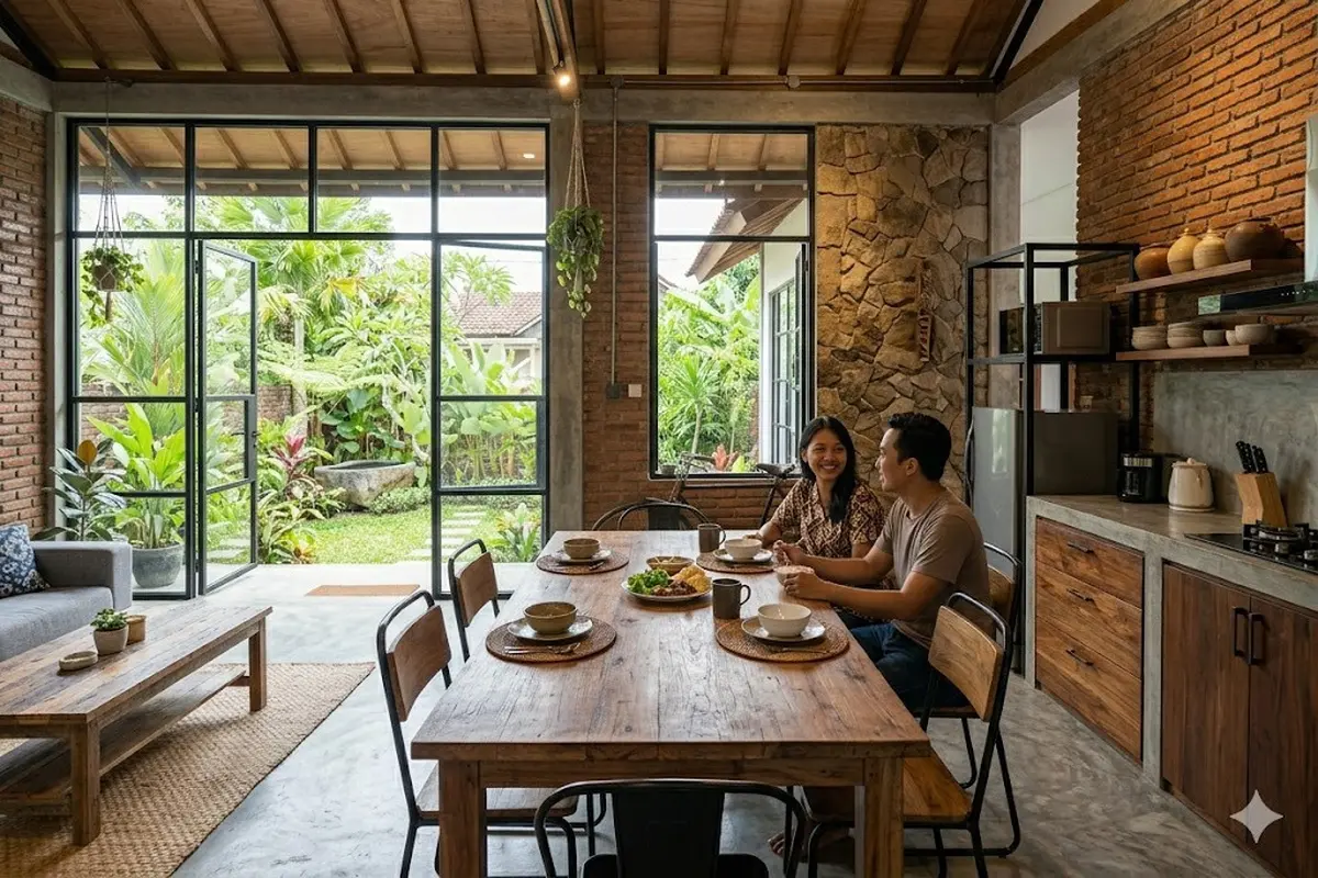 Contoh Rumah 1 Lantai Konsep Open Space di Desa untuk Pasangan Muda Budget Terbatas