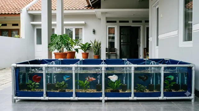 Desain Kolam Cupang Outdoor Tahan Panas