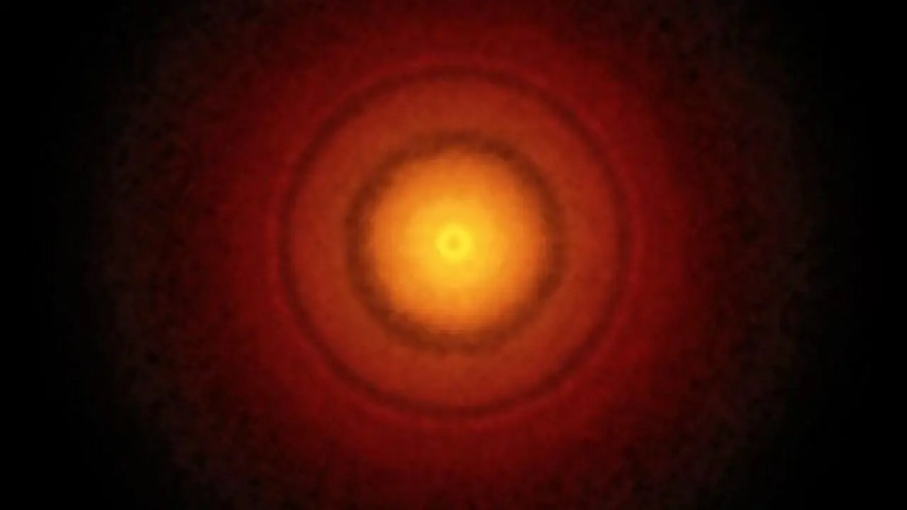 Pembentukan planet baru yang diduga memiliki kemiripan dengan Bumi dan mengorbit di dekat bintang bernama TW Hydare (Foto: ESO, NAOJ, NRAO).