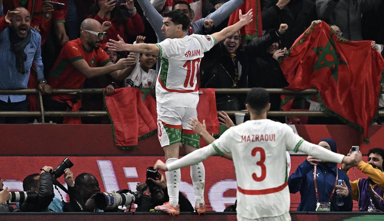 Hasil tersebut membawa Maroko melaju ke babak semifinal Piala Afrika 2025. Mereka akan melawan pemenang dari laga Aljazair melawan Nigeria. (AFP/Paul Ellis)