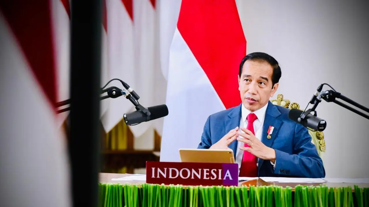 Presiden Joko Widodo atau Jokowi berbicara di World Economic Forum (WEF) Special Virtual on Indonesia dari Istana Kepresidenan Bogor