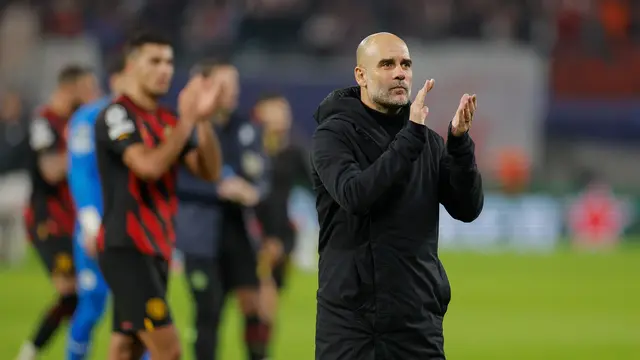 Ekspresi Pep Guardiola Gagal Antar Manchester City Menang di Markas RB Leipzig