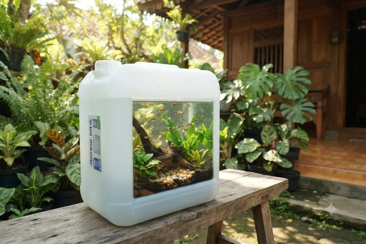 Cara Membuat Akuarium Outdoor dari Jeriken Bekas