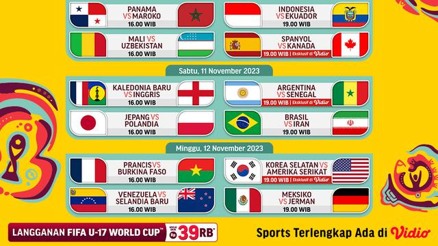 Jadwal dan Link Streaming Piala Dunia U-17 2023 Matchday 1