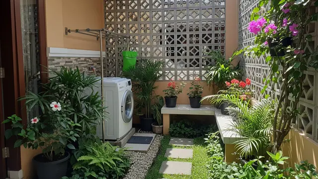 9 Inspirasi Area Jemuran dengan Roster Rumah Type 36, Solusi Lahan Sempit