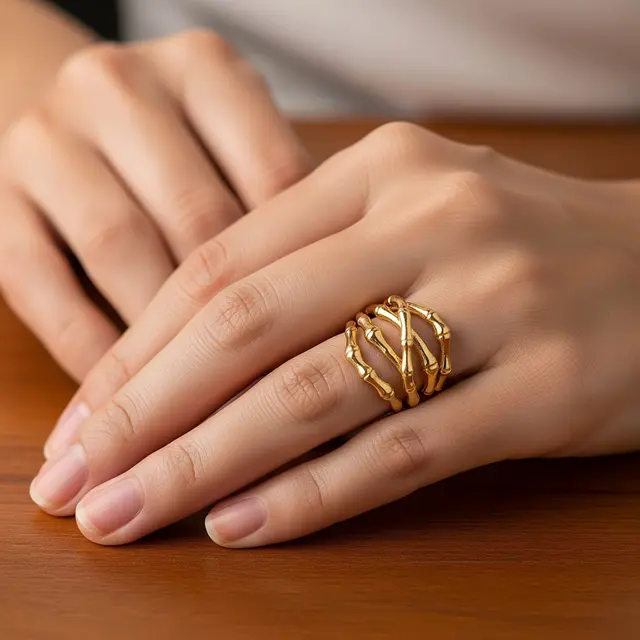 Inspirasi Cincin Emas Model Bambu (Image by Gemini AI)