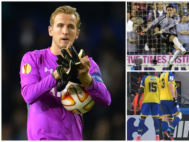 Meski posisinya bukan kiper para pemain top ini tercatat sempat menjadi penjaga gawang klubnya ketika laga resmi. Berikut ini Harry Kane dan enam pemain yang pernah mendadak jadi kiper. (Kolase Foto dari AFP)