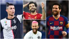Cristiano Ronaldo menjadi pesepak bola dengan penghasilan tertinggi di dunia dan masuk dalam daftar 100 atlet dengan bayaran tertinggi di dunia. Berikut adalah Cristiano Ronaldo dan 7 pesepak bola dengan penghasilan tertinggi di dunia berdasarkan data dari Forbes.(kolase foto AFP)