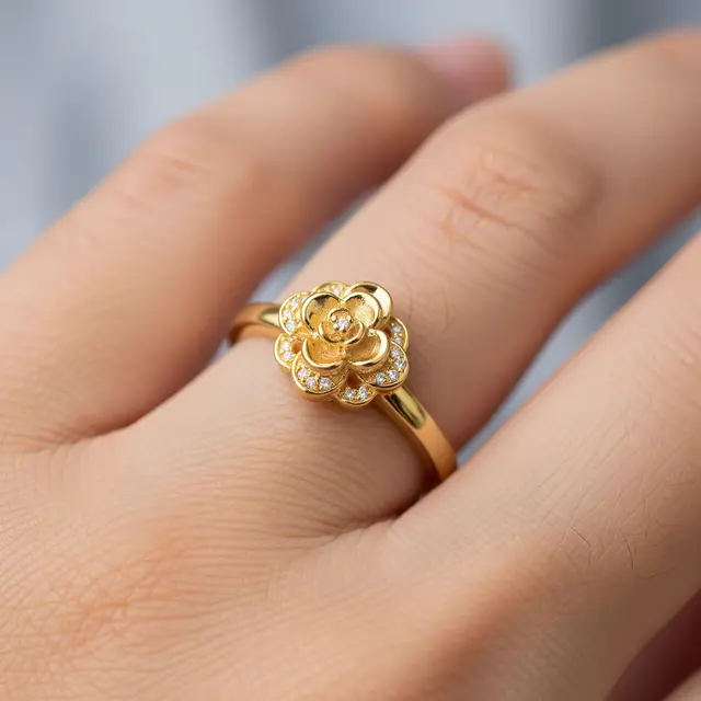 Model Cincin Emas Motif Bunga