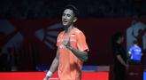 Pebulu tangkis tunggal putra Indonesia, Alwi Farhan, saat bertanding melawan Lakhsya Sen (India) pada babak 32 besar Indonesia Open 2026 di Istora Senayan, Jakarta, Selasa (2/6/2026). (Bola.com/M Iqbal Ichsan)