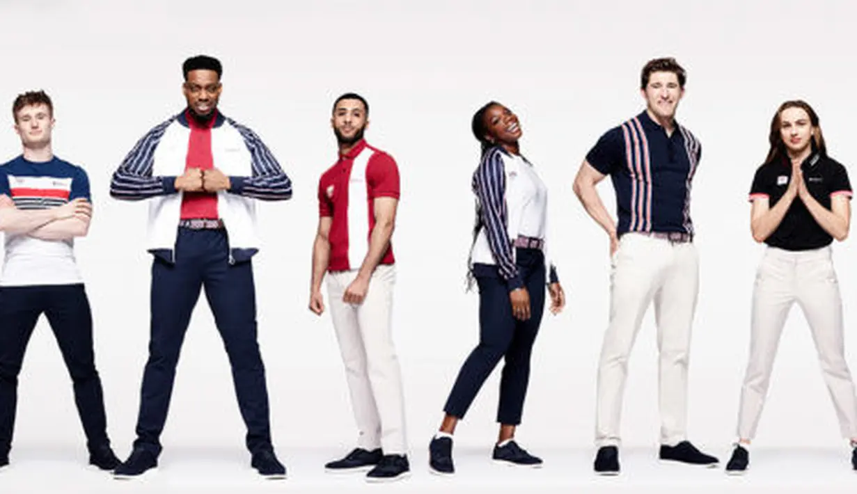 Timnas Britania Raya meminta label lokal Ben Sherman untuk merancang seragam upacara pembukaan dan penutupan. Bermain dengan tiga warna palet dari bendera Inggris dengan garis-garis, blok warna, dan pola abstrak yang menciptakan tampilan rapi dan fungsional bagi atlet. (instagram/benshermanofficial)