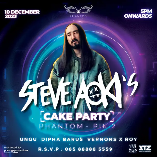 Dj Internasional Steve Aoki akan meramaikan acara Steve Aoki's Cake Party yang digelar di  PIK2